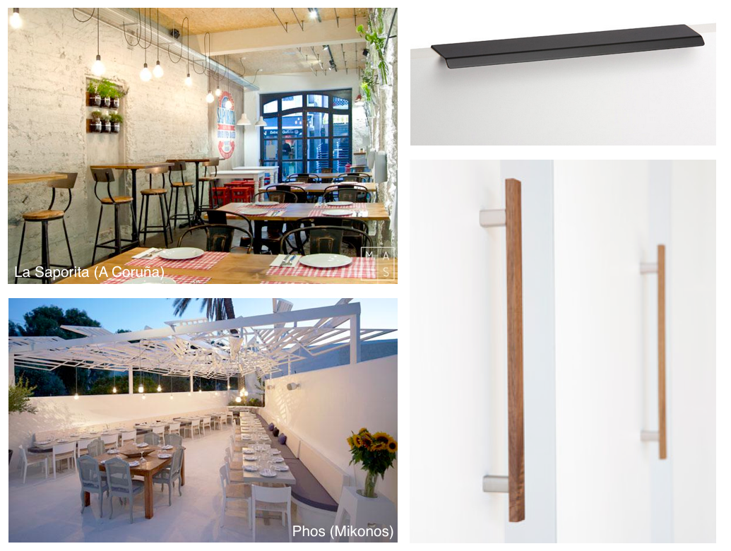 Pomos y tiradores para restaurantes de diseño. Knobs and handles for design restaurants.