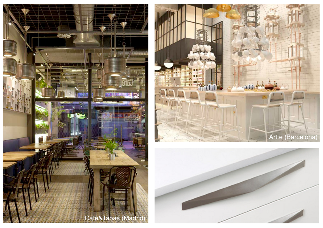 Pomos y tiradores para restaurantes de diseño. Knobs and handles for design restaurants.